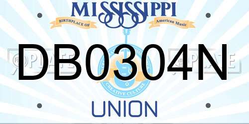 DB0304N Mississippi License Plate