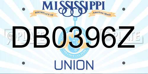 DB0396Z Mississippi License Plate