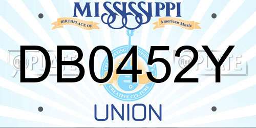DB0452Y Mississippi License Plate