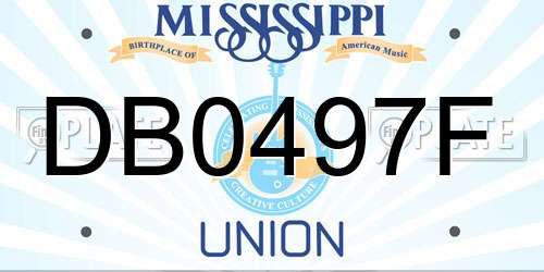 DB0497F Mississippi License Plate