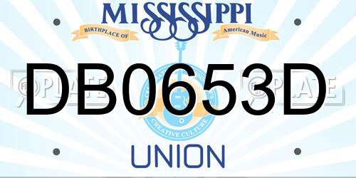 DB0653D Mississippi License Plate