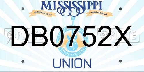 DB0752X Mississippi License Plate