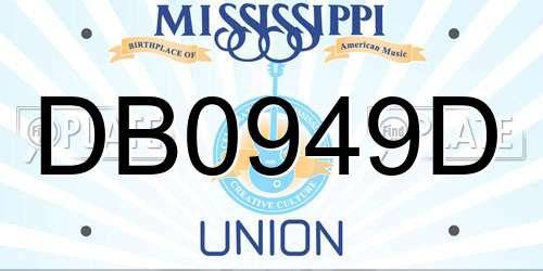 DB0949D Mississippi License Plate
