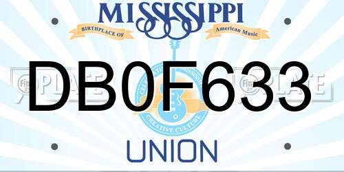 DB0F633 Mississippi License Plate