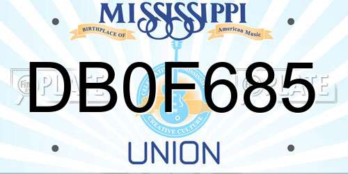 DB0F685 Mississippi License Plate