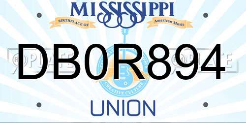 DB0R894 Mississippi License Plate