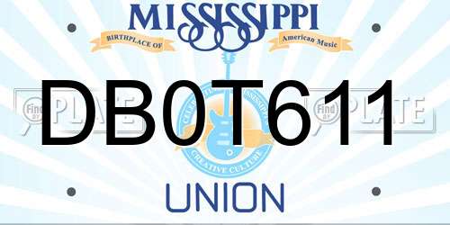 DB0T611 Mississippi License Plate