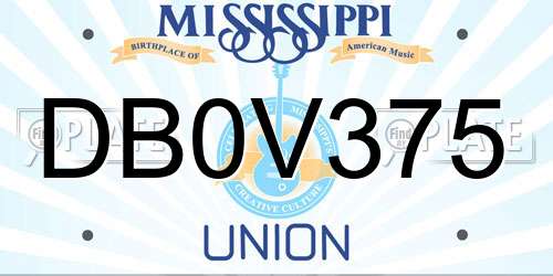 DB0V375 Mississippi License Plate
