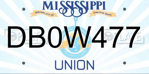 DB0W477 Mississippi License Plate
