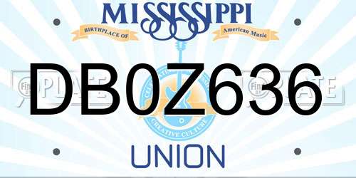 DB0Z636 Mississippi License Plate