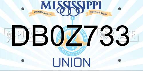 DB0Z733 Mississippi License Plate