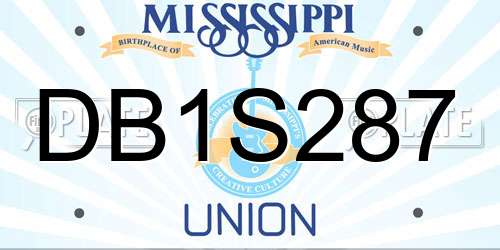 DB1S287 Mississippi License Plate