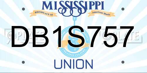DB1S757 Mississippi License Plate