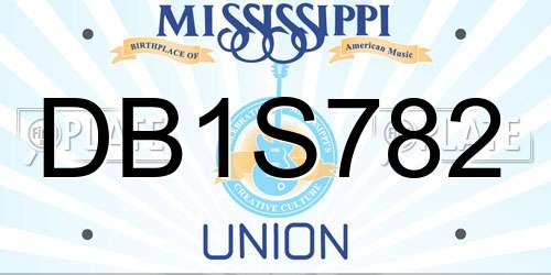DB1S782 Mississippi License Plate
