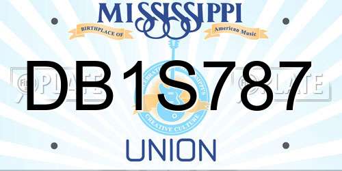 DB1S787 Mississippi License Plate