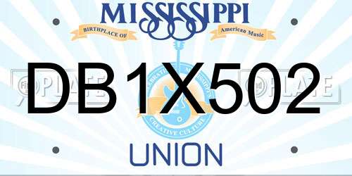 DB1X502 Mississippi License Plate