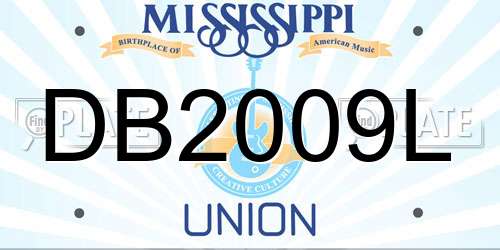 DB2009L Mississippi License Plate