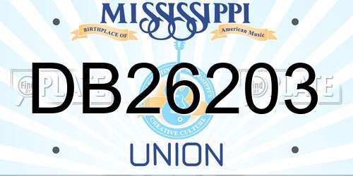 DB26203 Mississippi License Plate