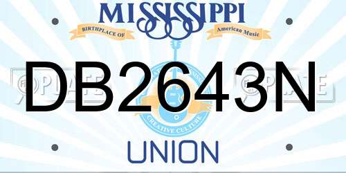 DB2643N Mississippi License Plate