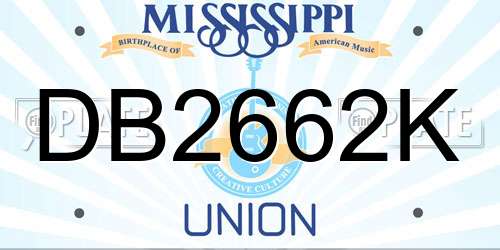 DB2662K Mississippi License Plate