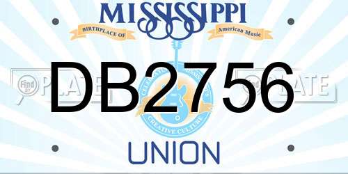 DB2756 Mississippi License Plate