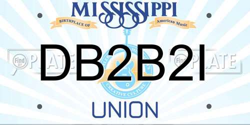 DB2B2I Mississippi License Plate