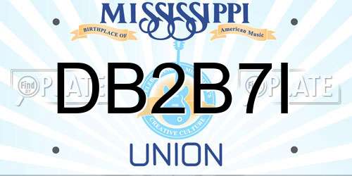 DB2B7I Mississippi License Plate