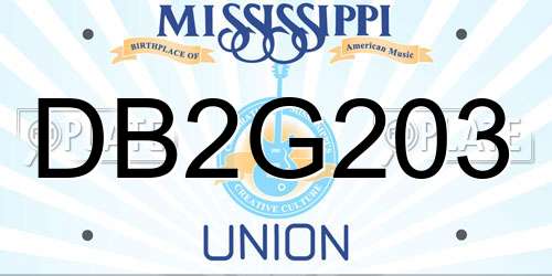 DB2G203 Mississippi License Plate