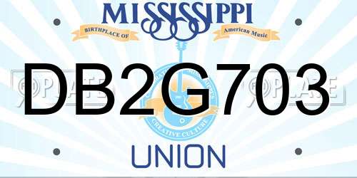 DB2G703 Mississippi License Plate