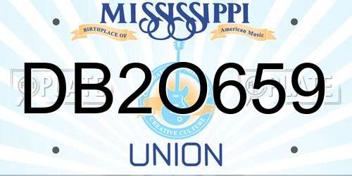 DB2O659 Mississippi License Plate