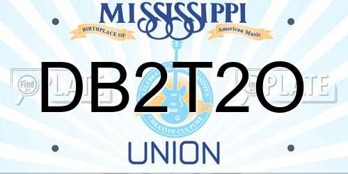 DB2T2O Mississippi License Plate
