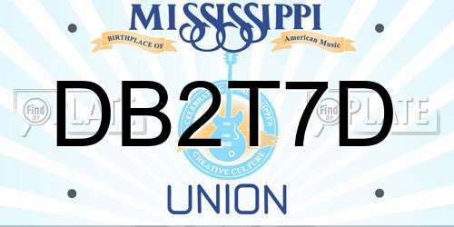 DB2T7D Mississippi License Plate