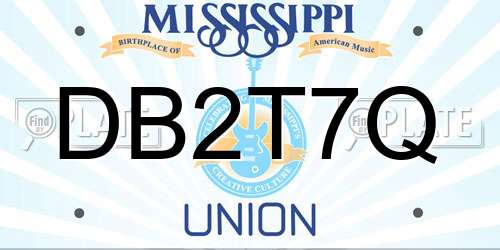 DB2T7Q Mississippi License Plate