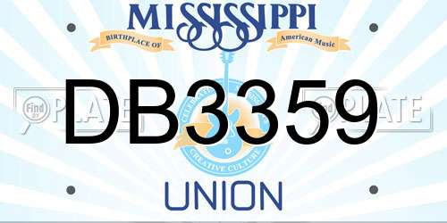 DB3359 Mississippi License Plate