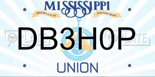 DB3H0P Mississippi License Plate
