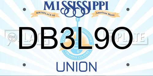 DB3L9O Mississippi License Plate
