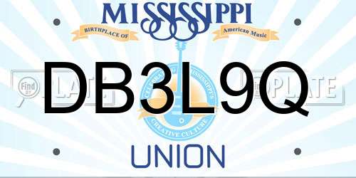 DB3L9Q Mississippi License Plate