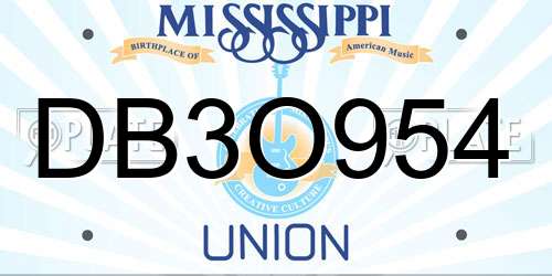 DB3O954 Mississippi License Plate