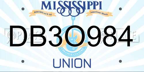 DB3O984 Mississippi License Plate