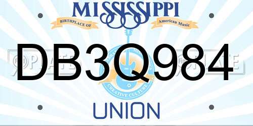 DB3Q984 Mississippi License Plate