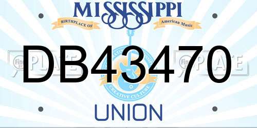 DB43470 Mississippi License Plate