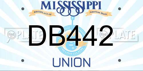 DB442 Mississippi License Plate