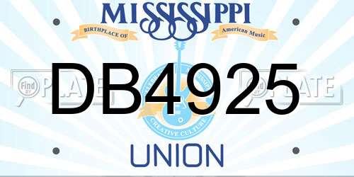 DB4925 Mississippi License Plate