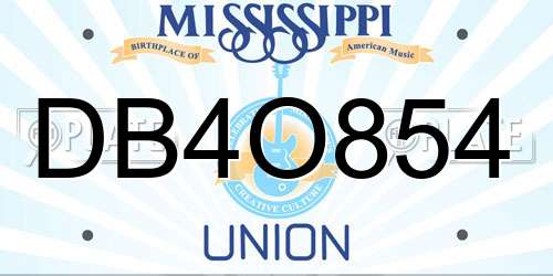 DB4O854 Mississippi License Plate