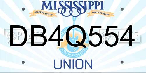DB4Q554 Mississippi License Plate
