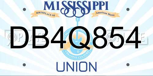 DB4Q854 Mississippi License Plate