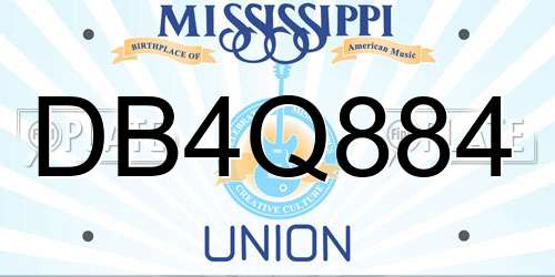 DB4Q884 Mississippi License Plate