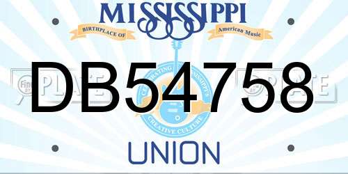 DB54758 Mississippi License Plate