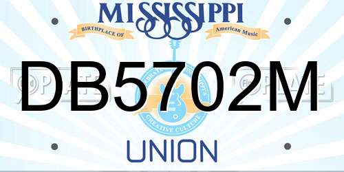 DB5702M Mississippi License Plate