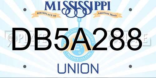 DB5A288 Mississippi License Plate
